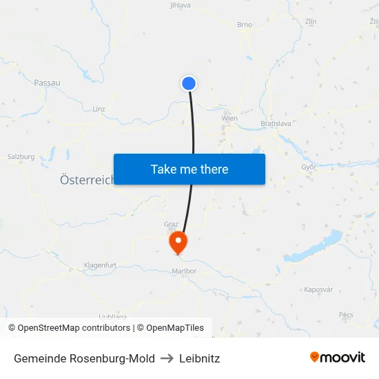 Gemeinde Rosenburg-Mold to Leibnitz map