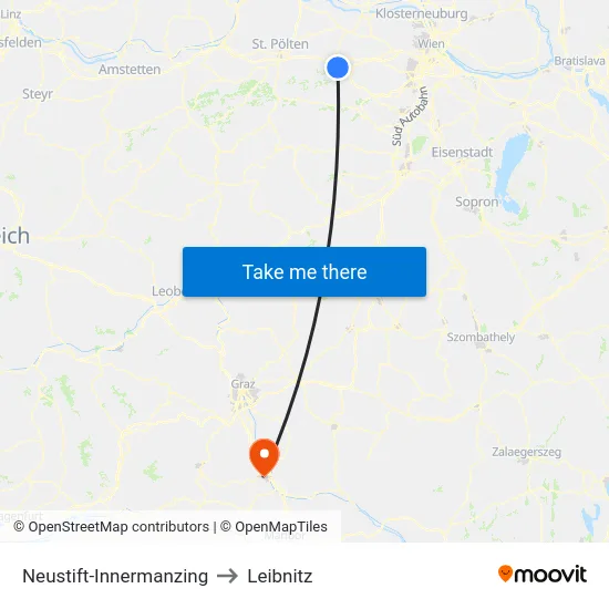 Neustift-Innermanzing to Leibnitz map