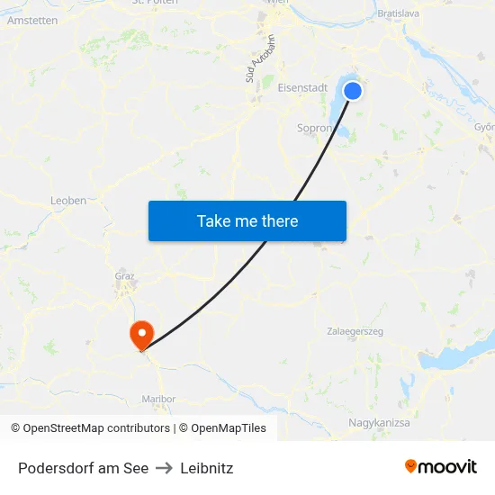 Podersdorf am See to Leibnitz map