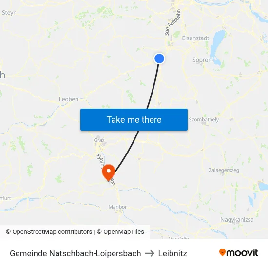 Gemeinde Natschbach-Loipersbach to Leibnitz map