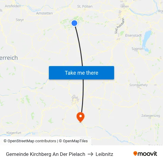 Gemeinde Kirchberg An Der Pielach to Leibnitz map