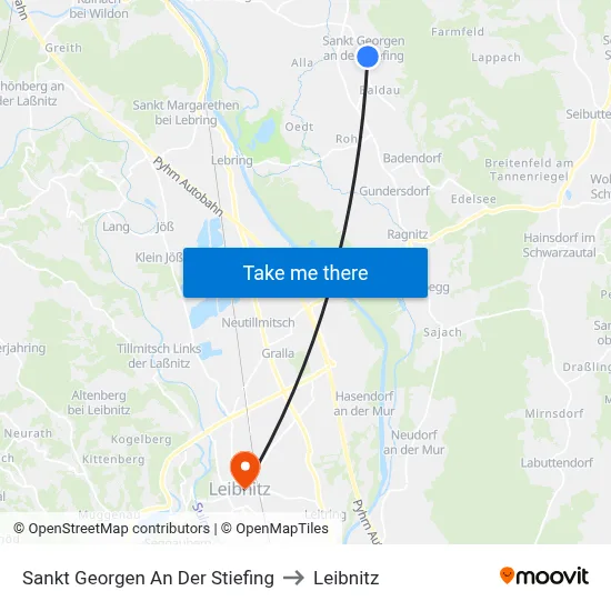 Sankt Georgen An Der Stiefing to Leibnitz map