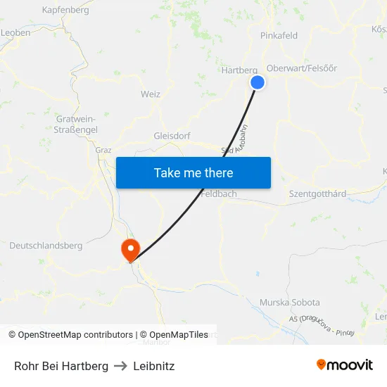 Rohr Bei Hartberg to Leibnitz map