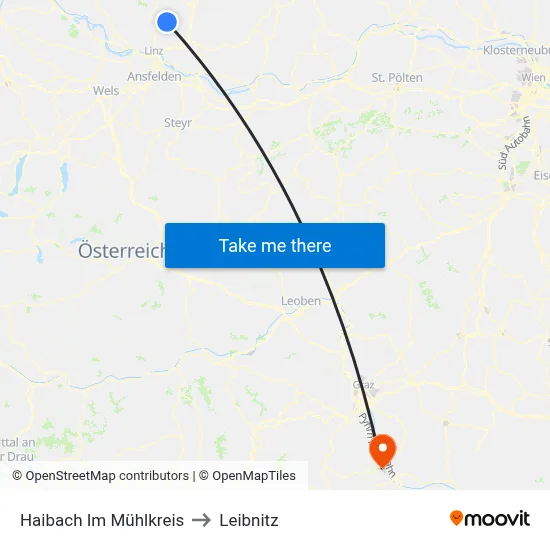 Haibach Im Mühlkreis to Leibnitz map