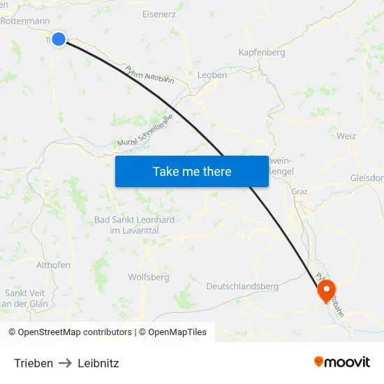 Trieben to Leibnitz map