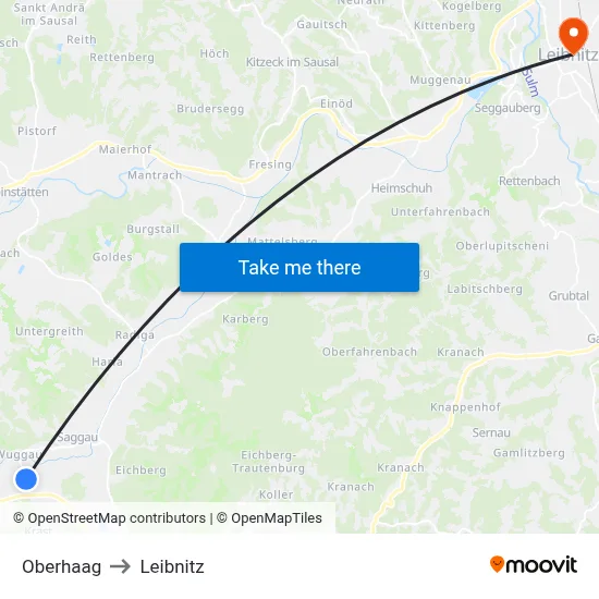 Oberhaag to Leibnitz map