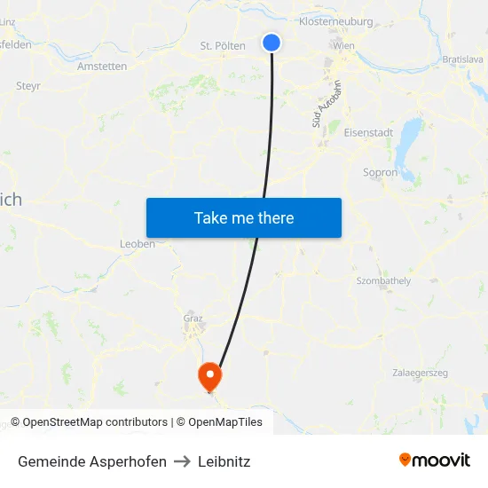 Gemeinde Asperhofen to Leibnitz map