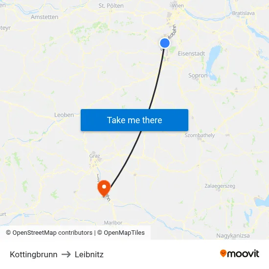 Kottingbrunn to Leibnitz map