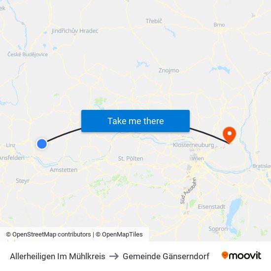 Allerheiligen Im Mühlkreis to Gemeinde Gänserndorf map