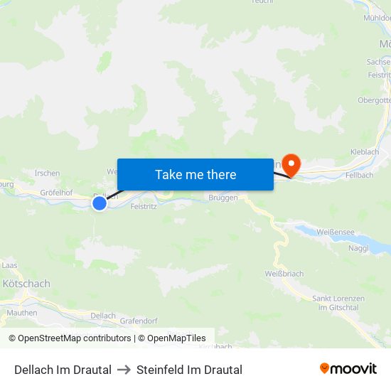 Dellach Im Drautal to Steinfeld Im Drautal map