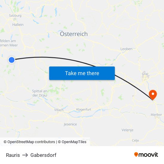 Rauris to Gabersdorf map