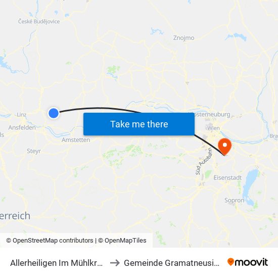 Allerheiligen Im Mühlkreis to Gemeinde Gramatneusiedl map