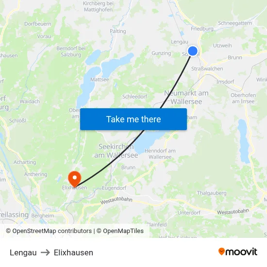 Lengau to Elixhausen map