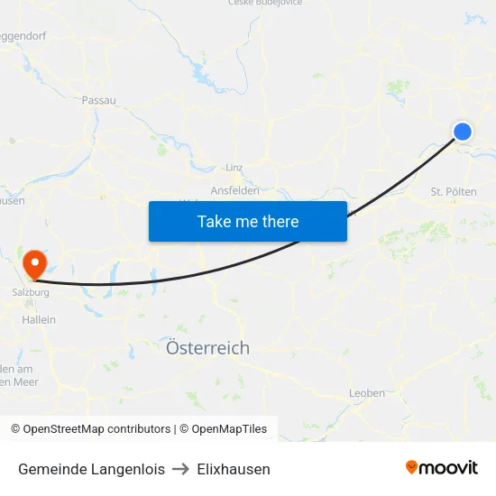 Gemeinde Langenlois to Elixhausen map