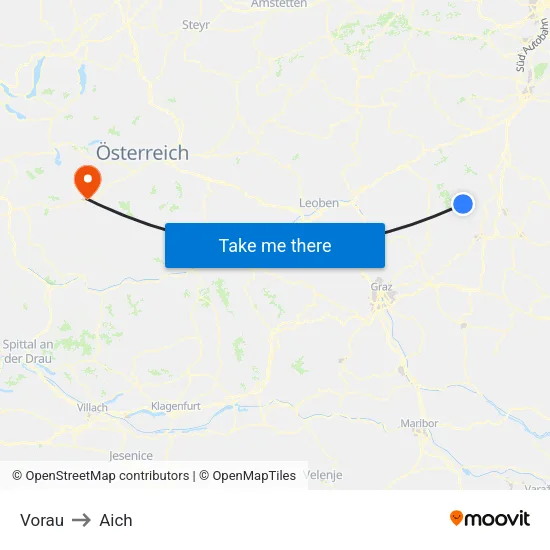 Vorau to Aich map