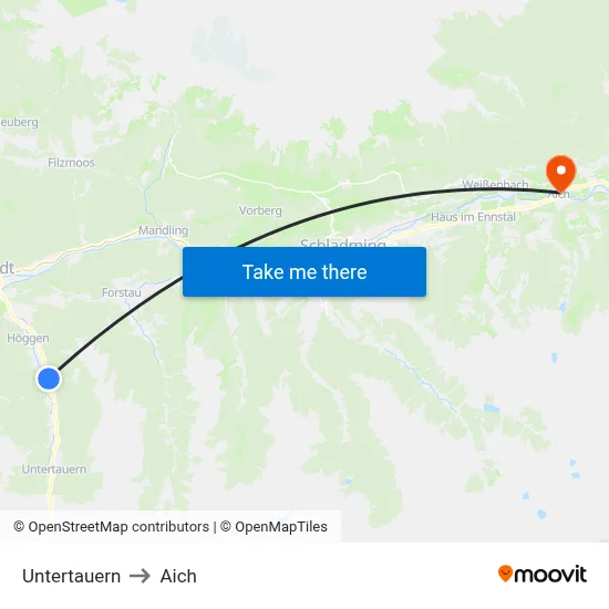 Untertauern to Aich map