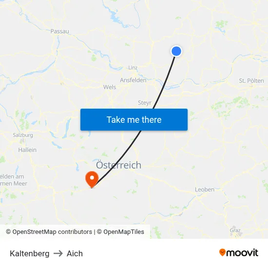 Kaltenberg to Aich map
