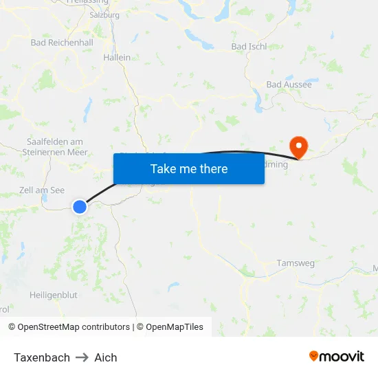 Taxenbach to Aich map