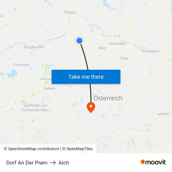 Dorf An Der Pram to Aich map