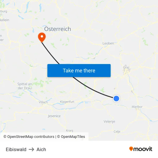 Eibiswald to Aich map