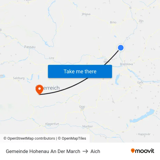 Gemeinde Hohenau An Der March to Aich map