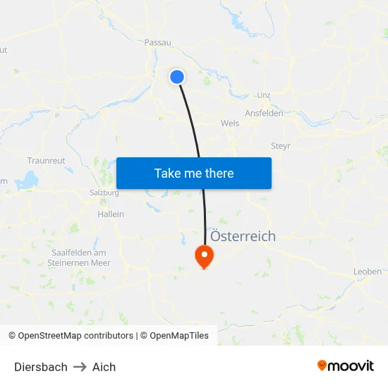 Diersbach to Aich map