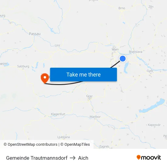 Gemeinde Trautmannsdorf to Aich map