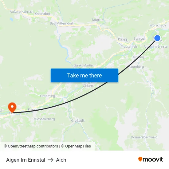 Aigen Im Ennstal to Aich map