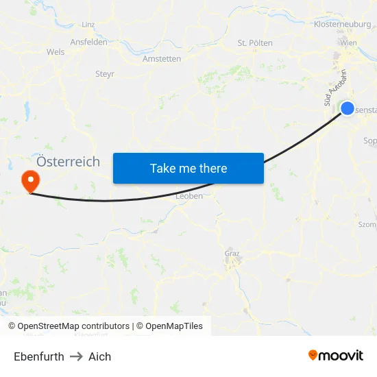 Ebenfurth to Aich map