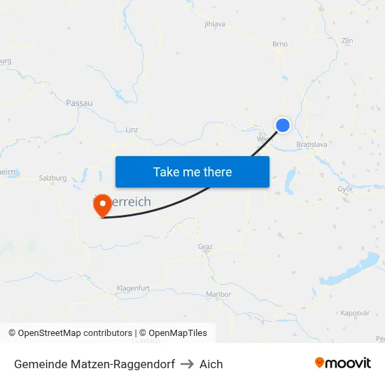 Gemeinde Matzen-Raggendorf to Aich map