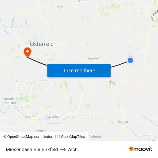 Miesenbach Bei Birkfeld to Aich map