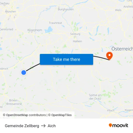 Gemeinde Zellberg to Aich map