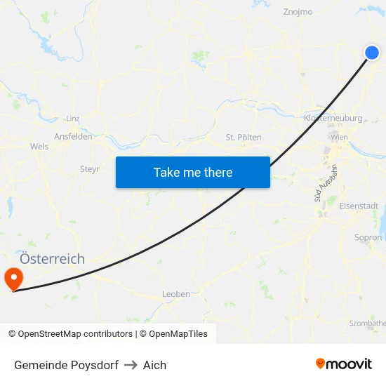 Gemeinde Poysdorf to Aich map