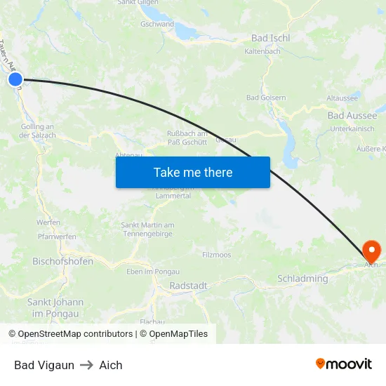 Bad Vigaun to Aich map
