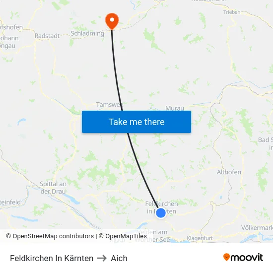 Feldkirchen In Kärnten to Aich map