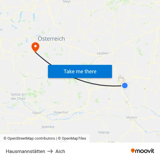 Hausmannstätten to Aich map