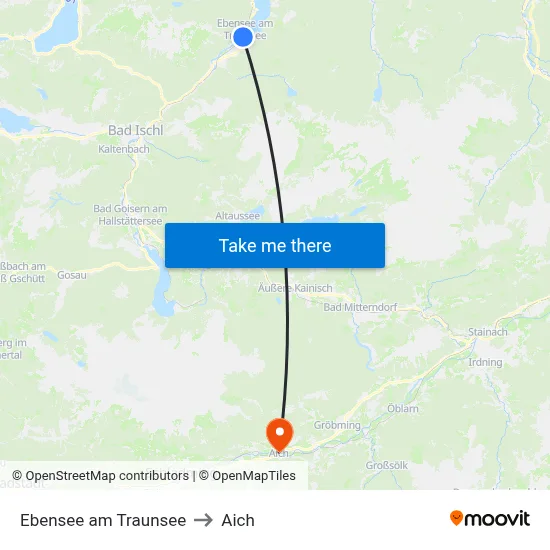 Ebensee am Traunsee to Aich map
