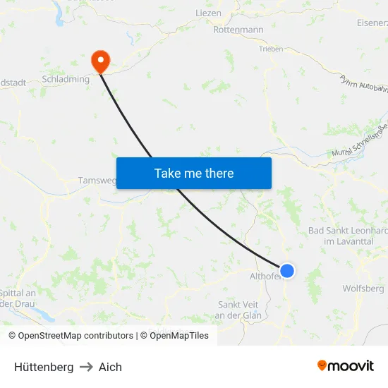 Hüttenberg to Aich map