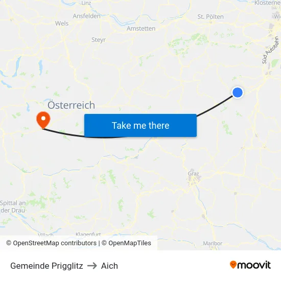 Gemeinde Prigglitz to Aich map