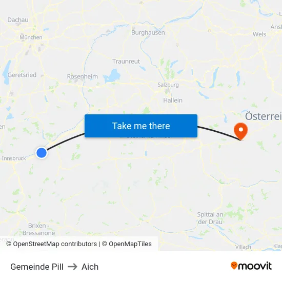 Gemeinde Pill to Aich map