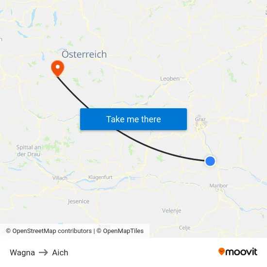Wagna to Aich map
