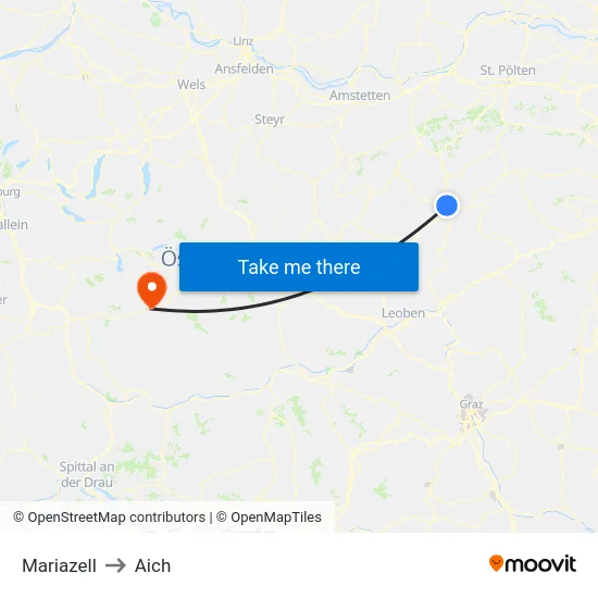 Mariazell to Aich map