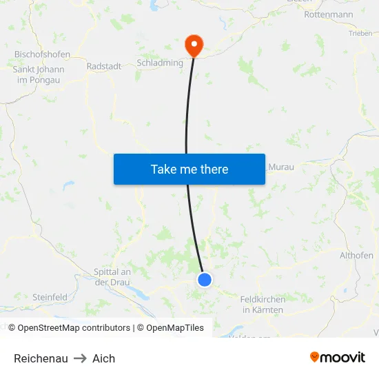 Reichenau to Aich map