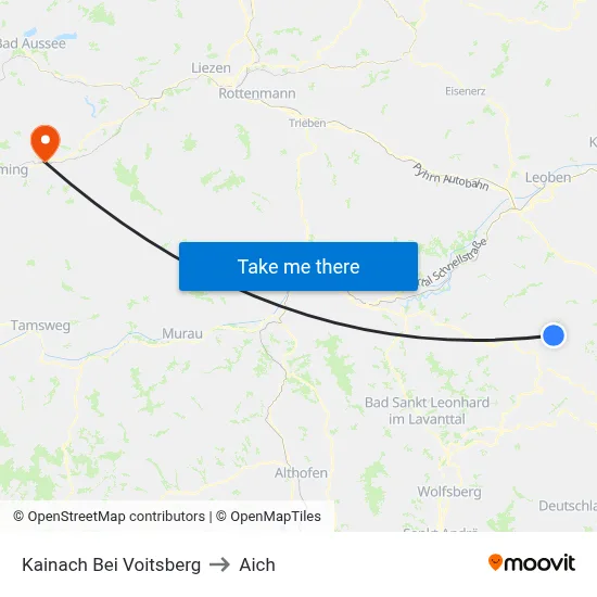 Kainach Bei Voitsberg to Aich map