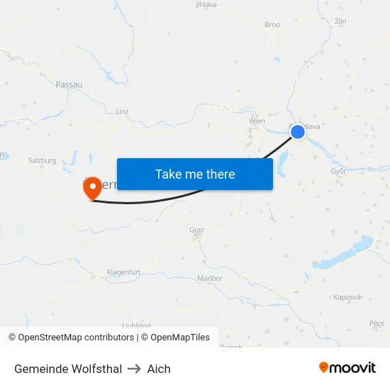 Gemeinde Wolfsthal to Aich map