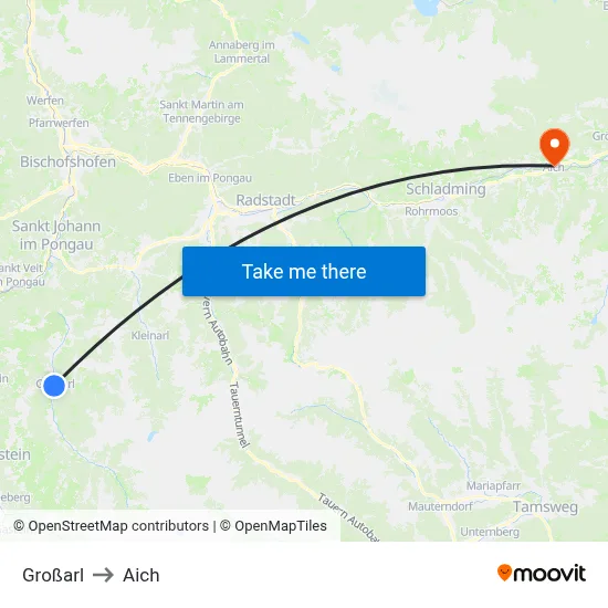 Großarl to Aich map