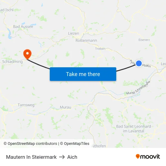 Mautern In Steiermark to Aich map