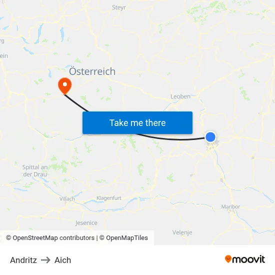 Andritz to Aich map