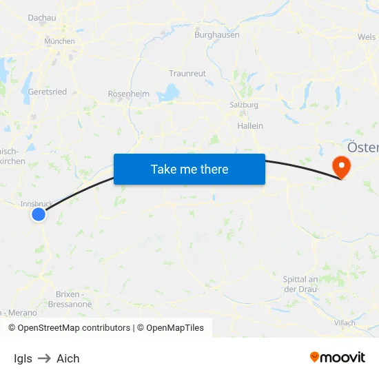 Igls to Aich map