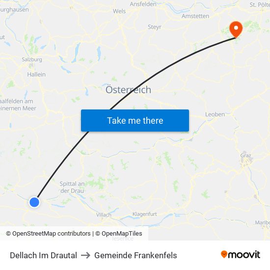 Dellach Im Drautal to Gemeinde Frankenfels map